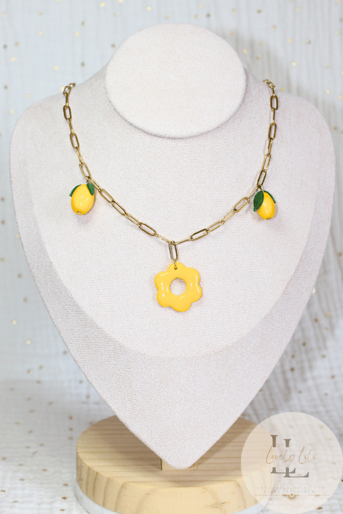 Collier Pampille Lili Jaune Citron