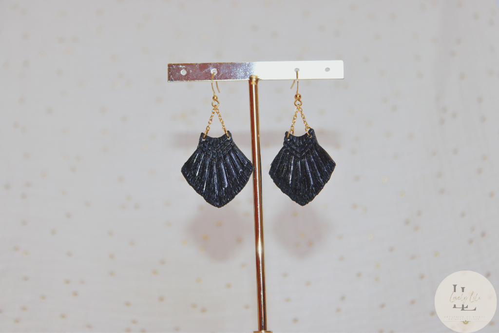 Macramé grande frange noir