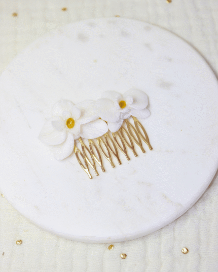 Petite Barrette à cheveux Orchid Blanche