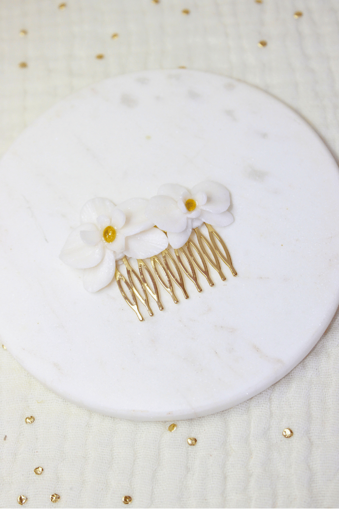 Petite Barrette à cheveux Orchid Blanche