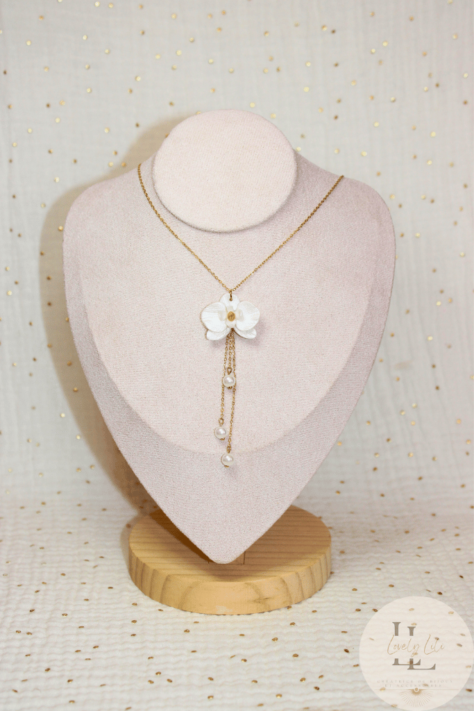 Collier Orchid M perle chaine perle