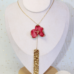 Collier Orchid L Red Or de Noel