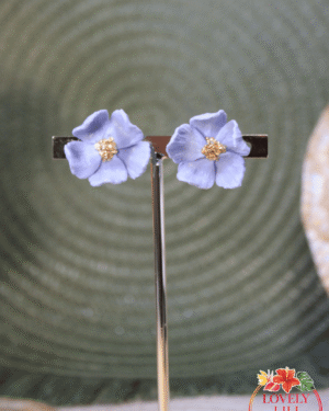 boucles doreilles Fleurs Bleues bouton zoom