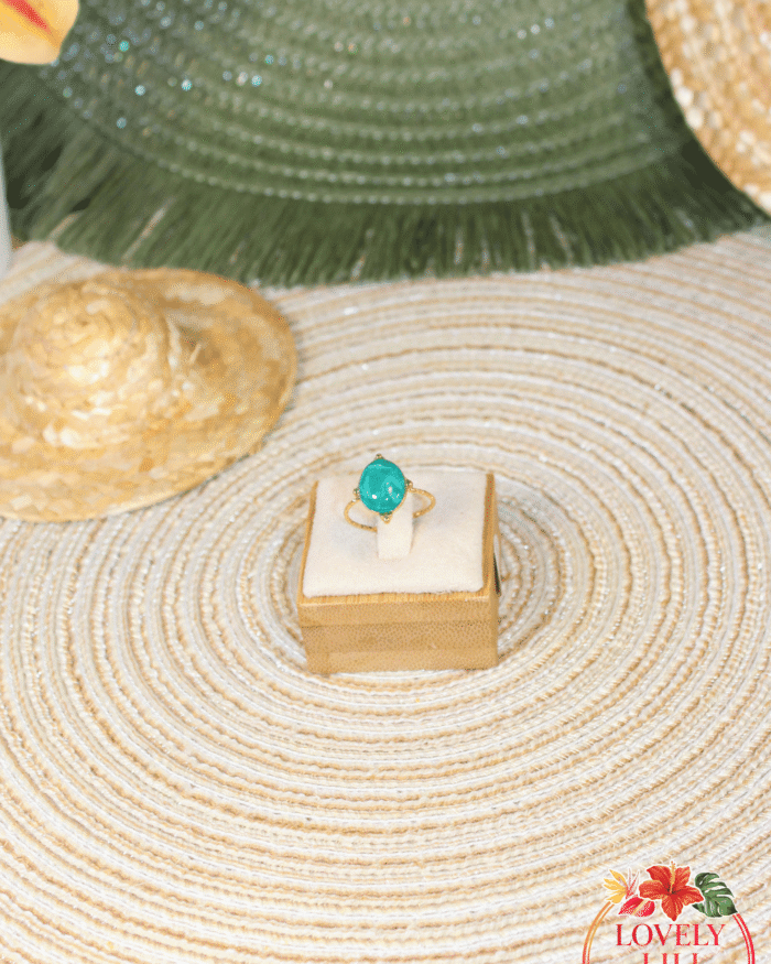 Bague ovale verte marbré Lovely Péi