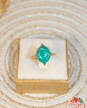 Bague ovale verte marbré Lovely Péi zoom x1