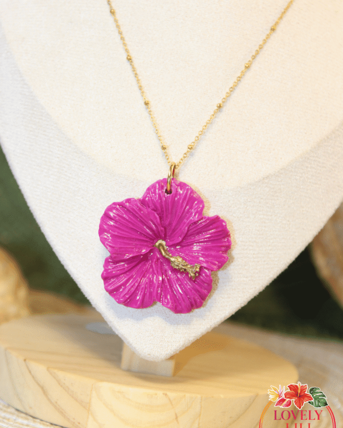 Collier Hibiscus Lovely Péi Mauve zoom