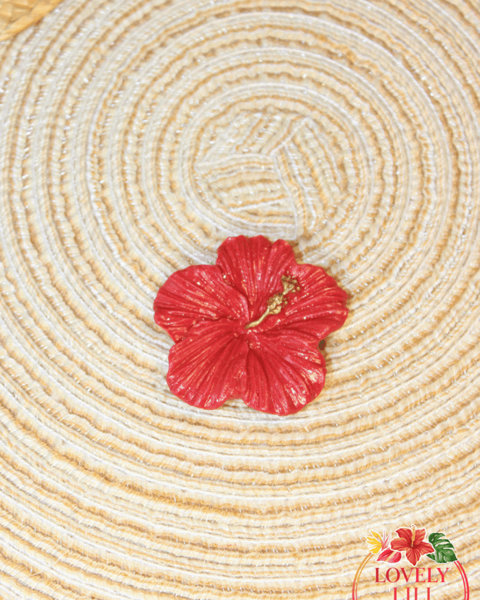 Magnet Lovely Péi hibiscus rouge détails