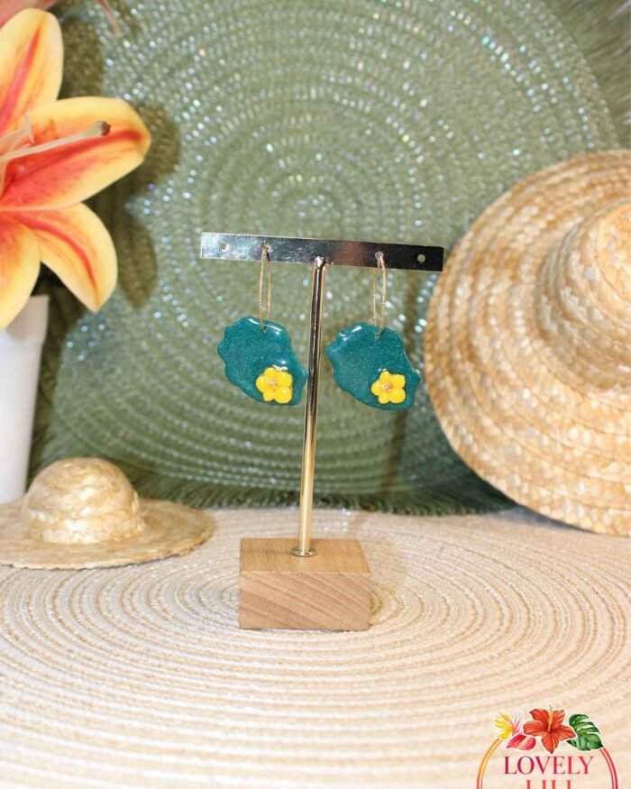 Boucle doreilles Lovely Péi créole fleur jaune