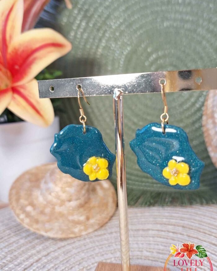 Boucle doreilles Lovely Péi créole fleur jaune créole