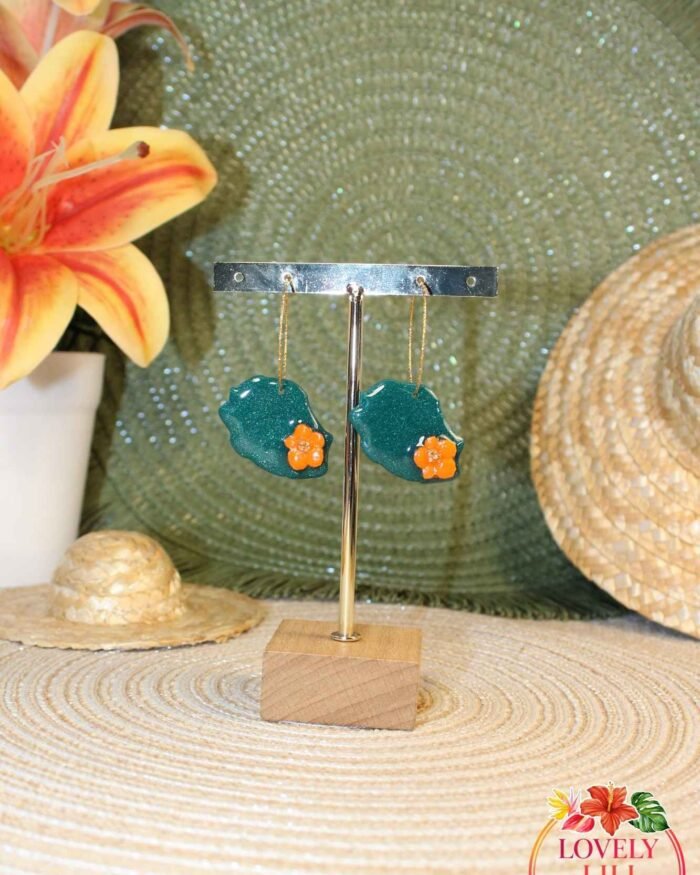 Boucle doreilles Lovely Péi créole fleur orange