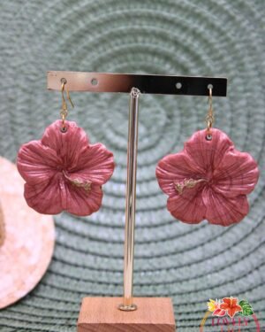 Boucles doreilles Lovely Péi Hibiscus rose gold zoom