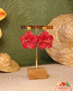 Boucles doreilles Lovely Pei Hibiscus rouge