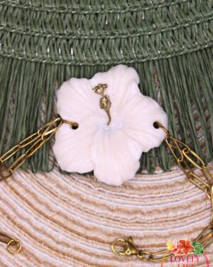 Bracelet Lovely Péi Hibiscus blanc pailleté détails