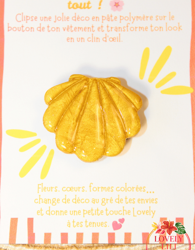Lovely Bouton coquillage doré détails
