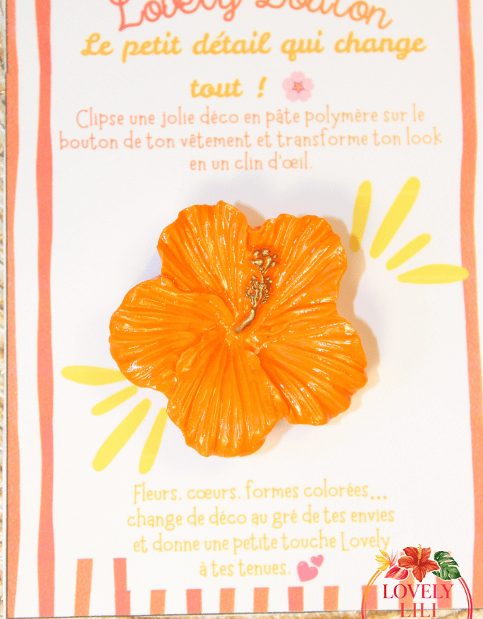 Lovely Bouton hibiscus orange détails