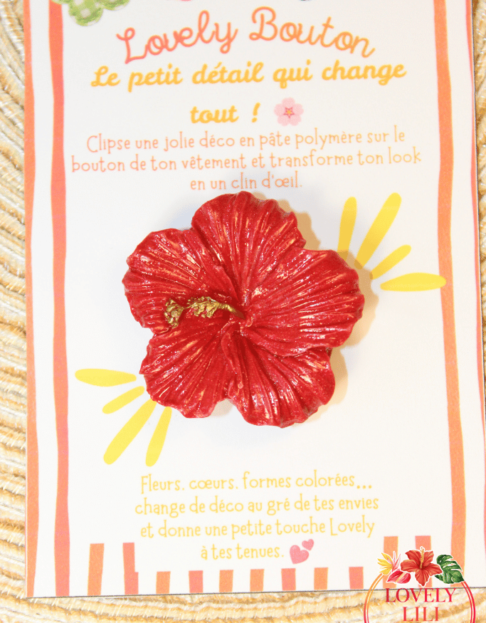 Lovely Bouton hibiscus rouge détails