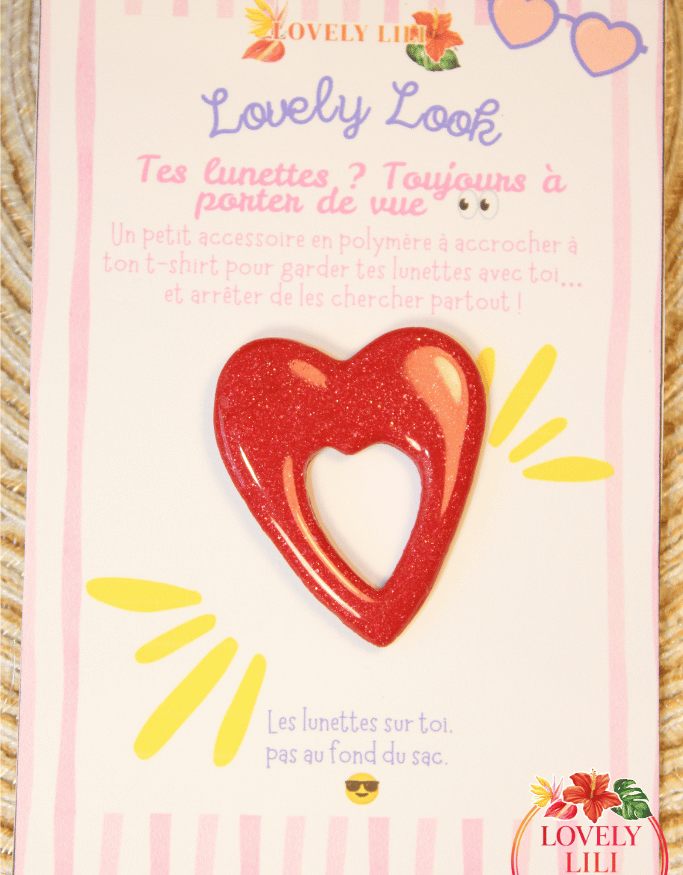 Lovely Look coeur rouge scintillant détails