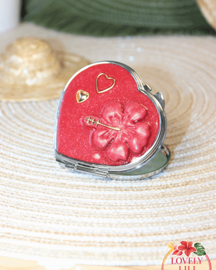 Miroir de poche Lovely Péi cœur hibiscus Réunion