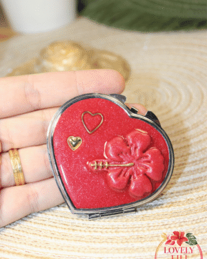 Mirroir coeur hibiscus taille main